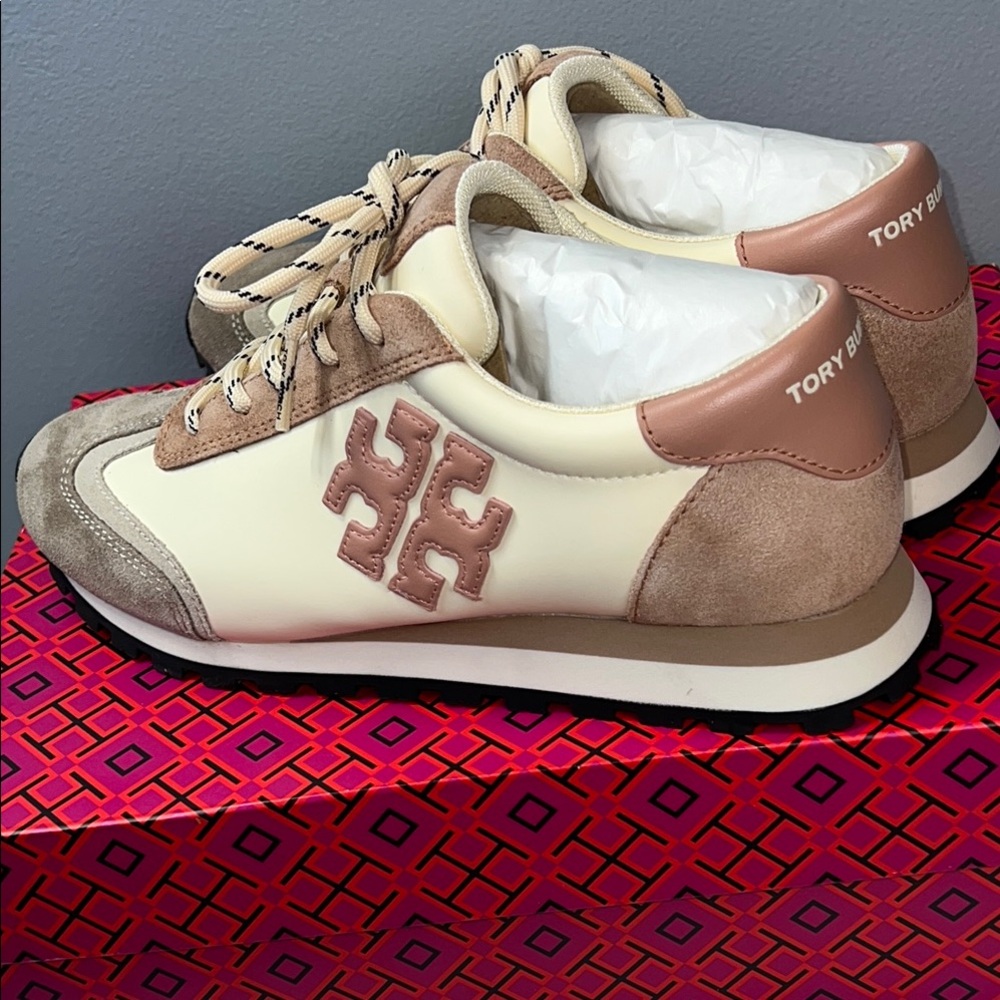 Tory Burch vintage nylon sneaker plain weave clr;malva-/orzo/pink moon. ordA(21) - Picture 7 of 9